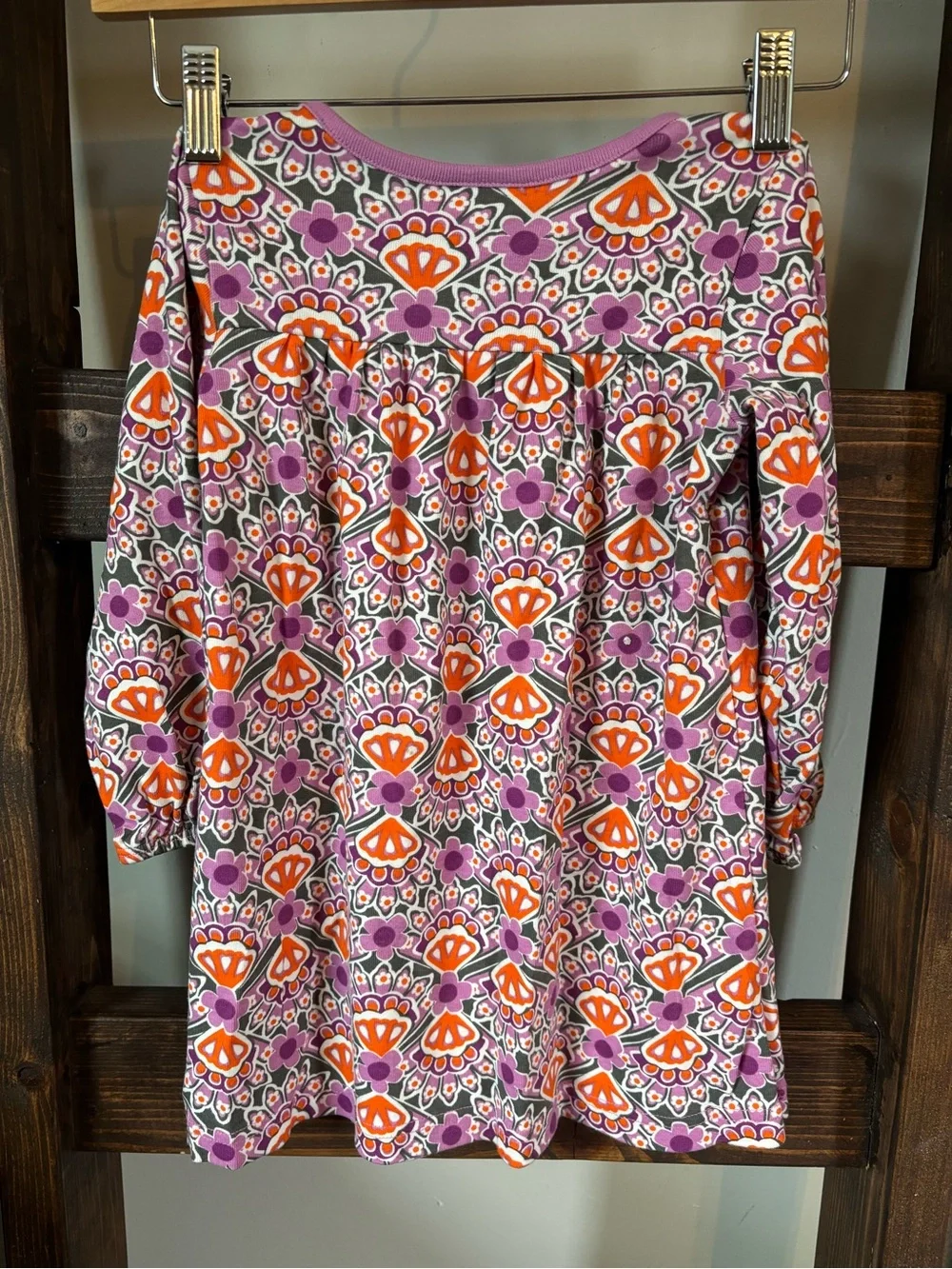 Hanna Andersson Purple Dress with Orange & Pink Floral Pattern